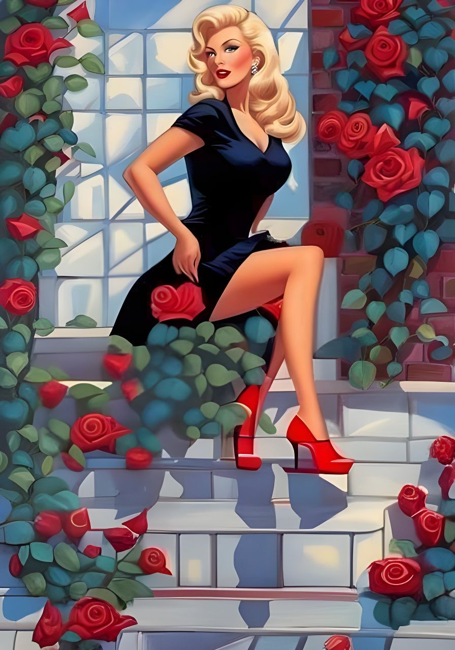 Lush Red Rose Vines in Bloom