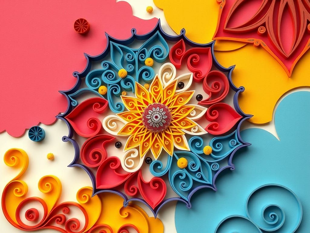 Vibrant Orrery in Paper Quilling Style