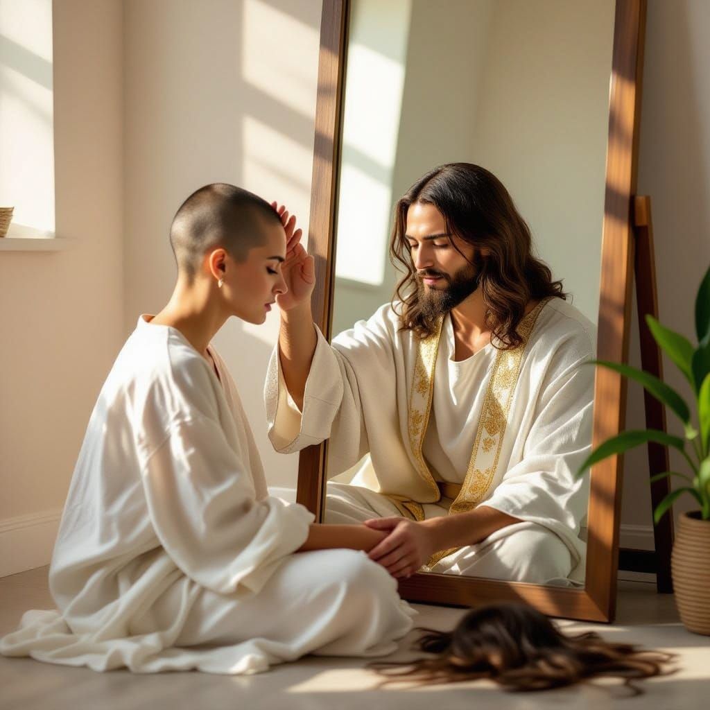 Young Woman Finds Comfort in Reflection