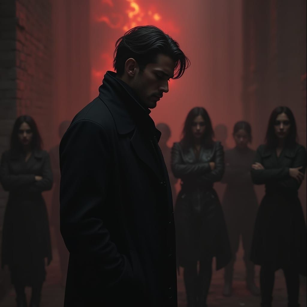 Introspective Man in a Dramatic, High-Contrast Scene