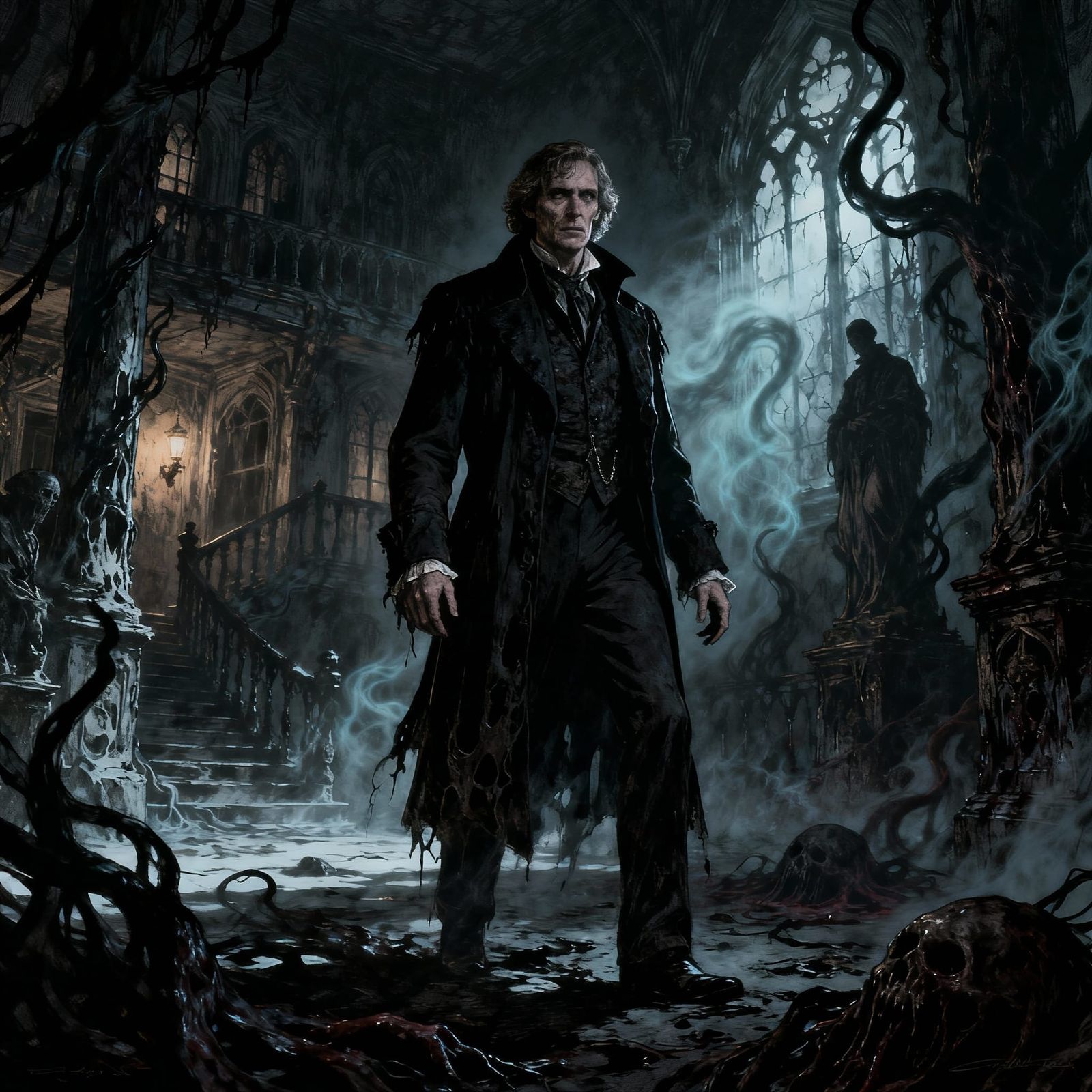 Tormented Barnabas Collins in Gothic Mansion