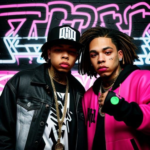 Vibrant Hip Hop Portrait in Street Art Style