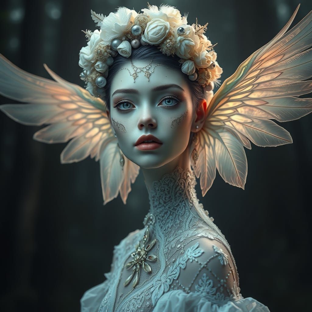 "Portrait artistique d'une créature onirique féminine, inspi...