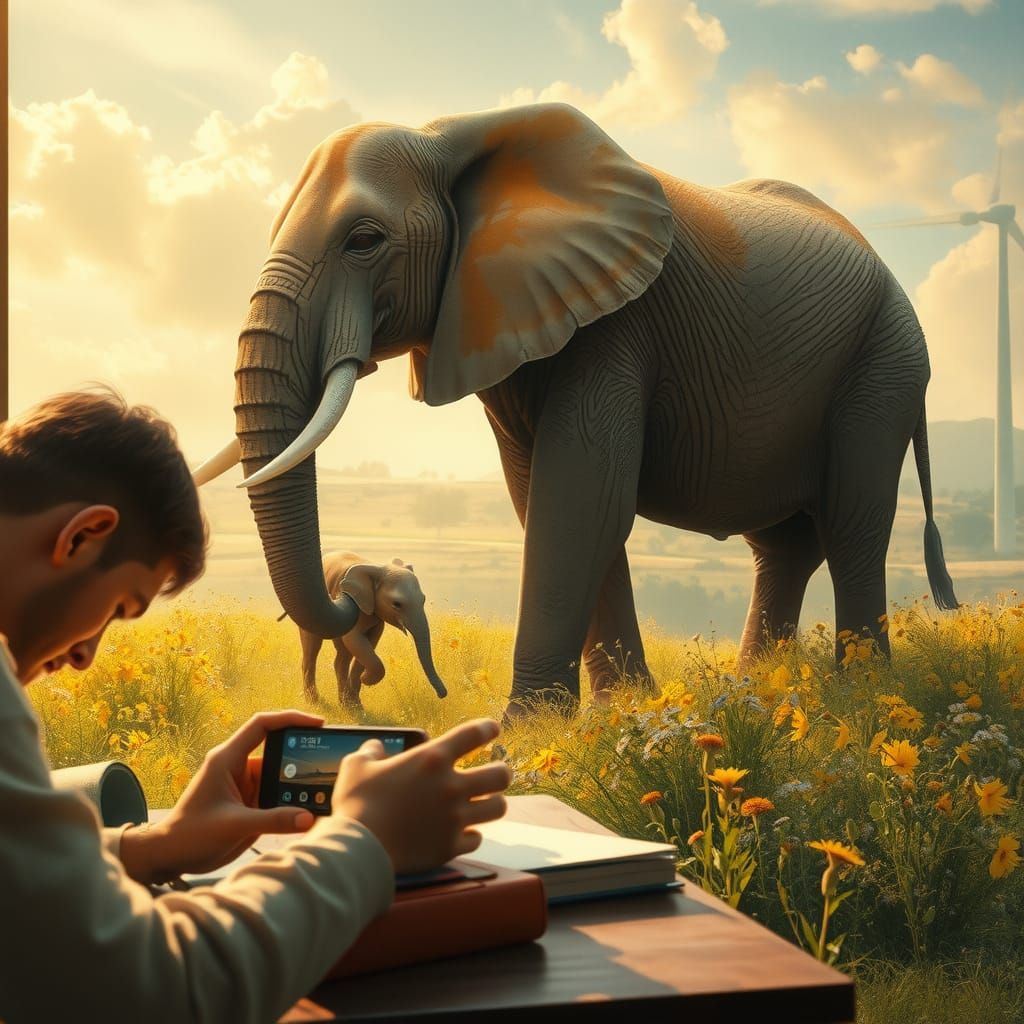 Intimate Scene Meets Majestic Landscape in Digital Painting