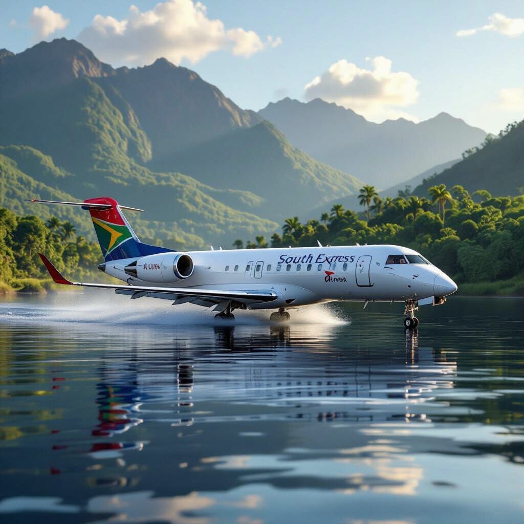 South African CRJ-200 Lands on Serene Lake