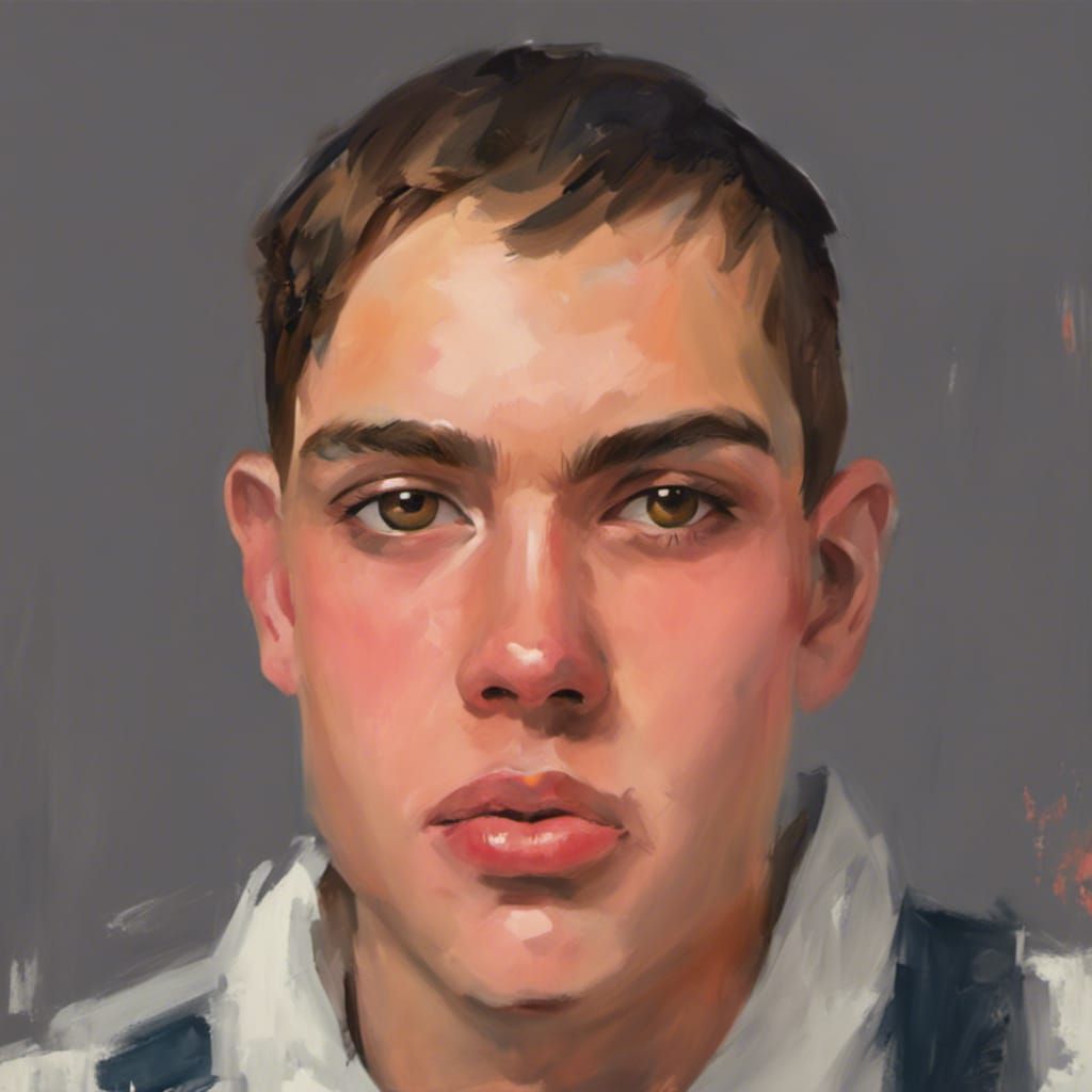 Painted Portrait of a Passionate Teenage Man