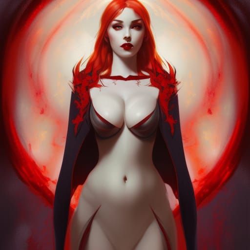 Fiery Lilith Portrait in Hyperdetailed Digital Art Style