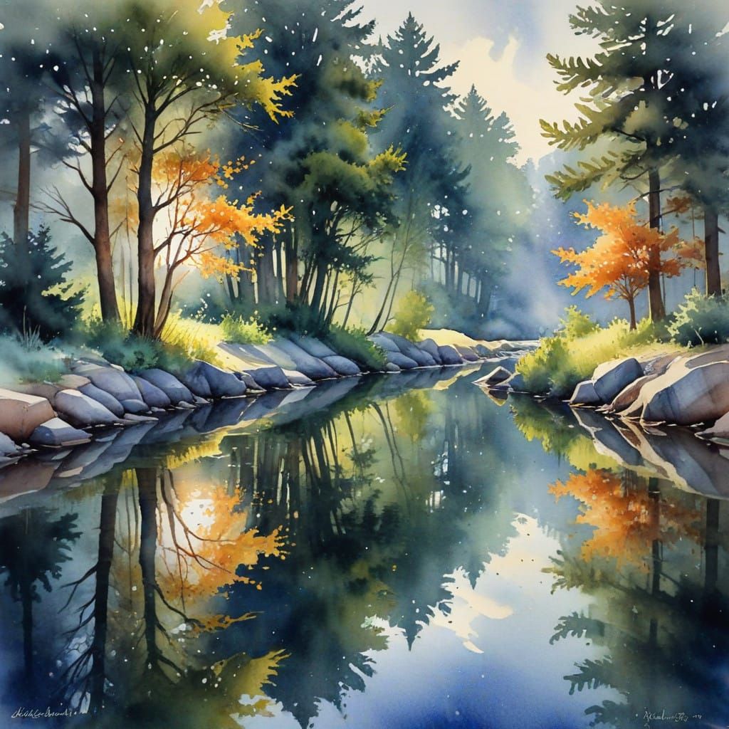 Vibrant Watercolor Reflections