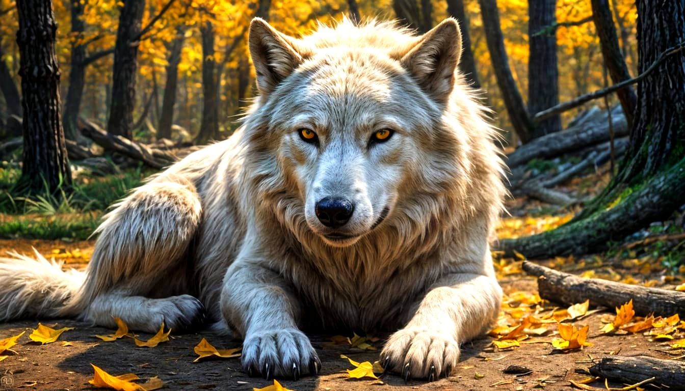 Wounded Wolf: Hyperrealistic Splash Art Concept