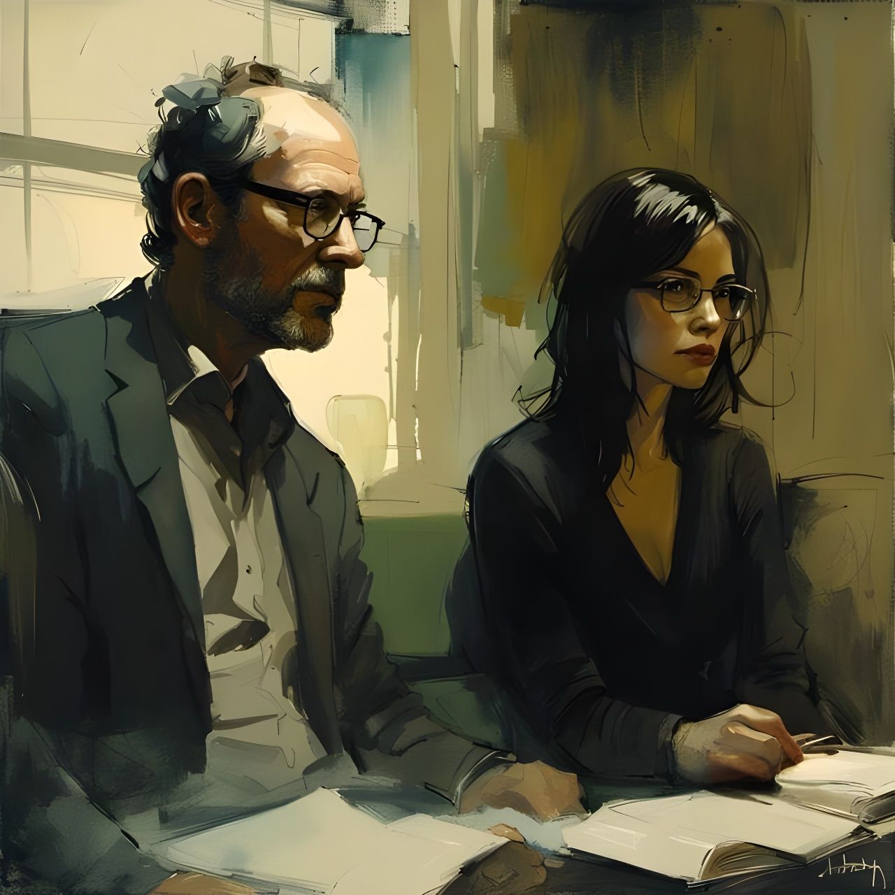 Academic Study: Man and Woman in Chromalithography