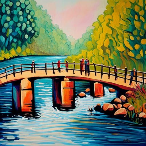 Abstract River Rescue from Collapsed Bridge