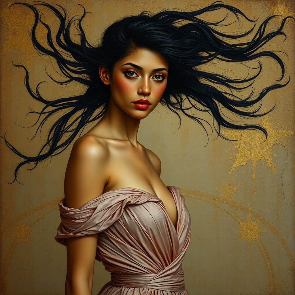 Ethereal Aztec Goddess in Dreamlike Oil Painting