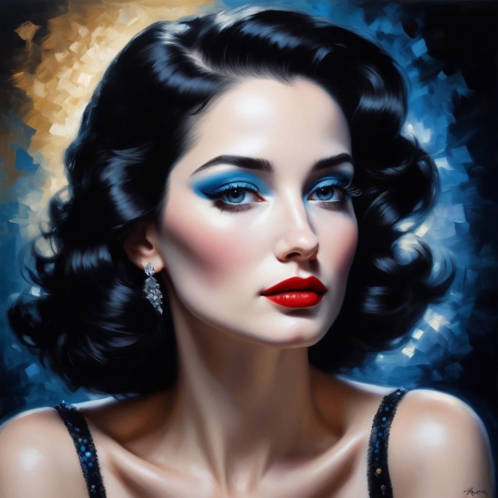 Portrait in Rembrandt Style of a Beautiful Woman