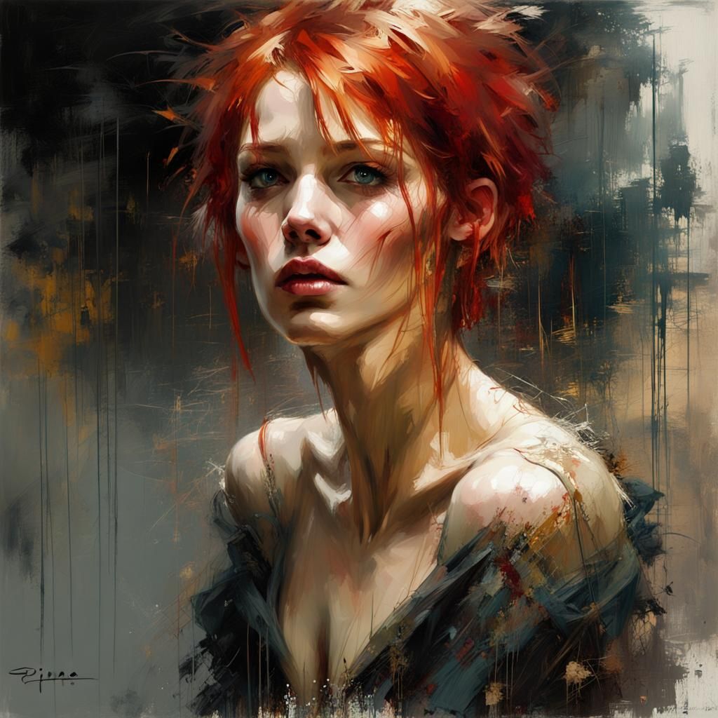 Redhead Portrait in Detailed Matte Painting Style