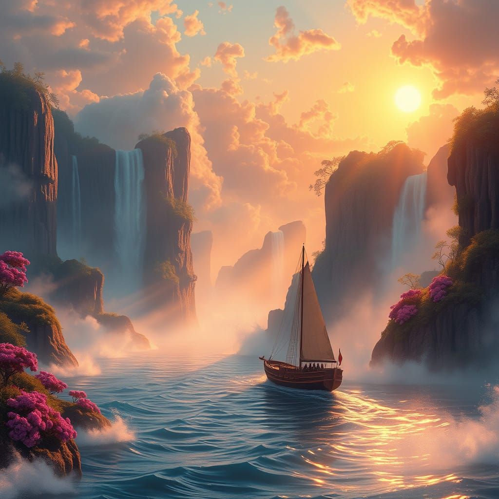 Ethereal Oceanic Odyssey in Vibrant, Fantastical Style