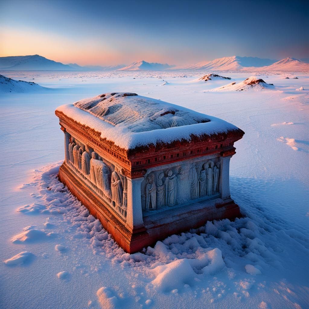Snowy Tombs of Forgotten Gods: Surreal Landscape