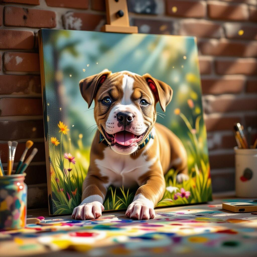 Pittie puppy painting