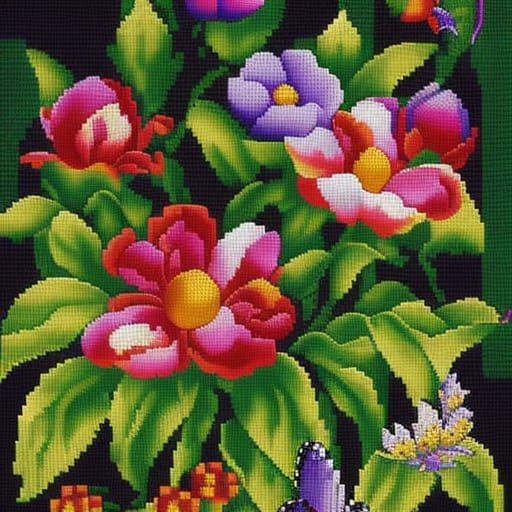 Rainbow Pixel Art Cross-Stitch Pattern