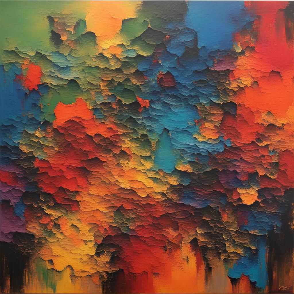 Abstract Canvas of Complementary Colors