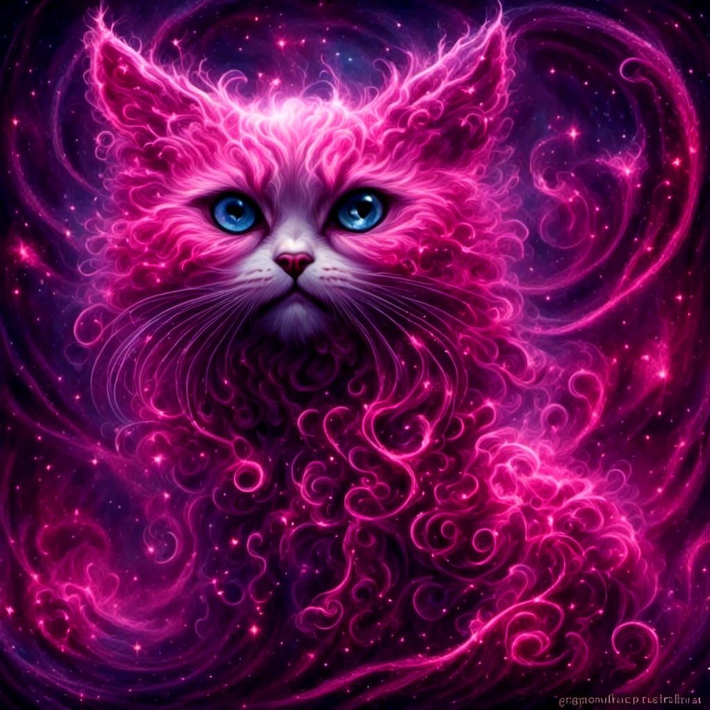 Sinister Pink Goth Cat and Dog in Rococo Horrorcore