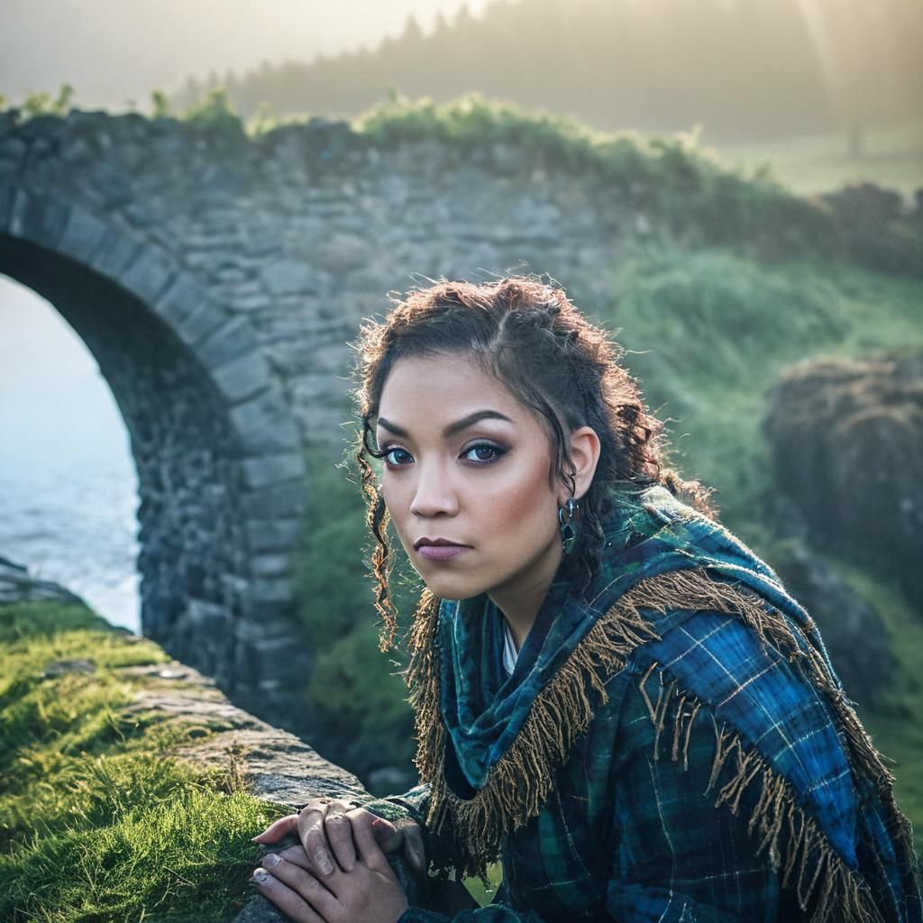 Scottish Highlands Fantasy Portrait in Golden Light