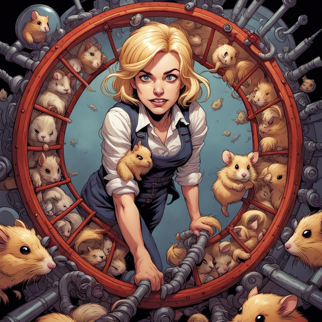 Manic Blonde in Comic Book Art Style