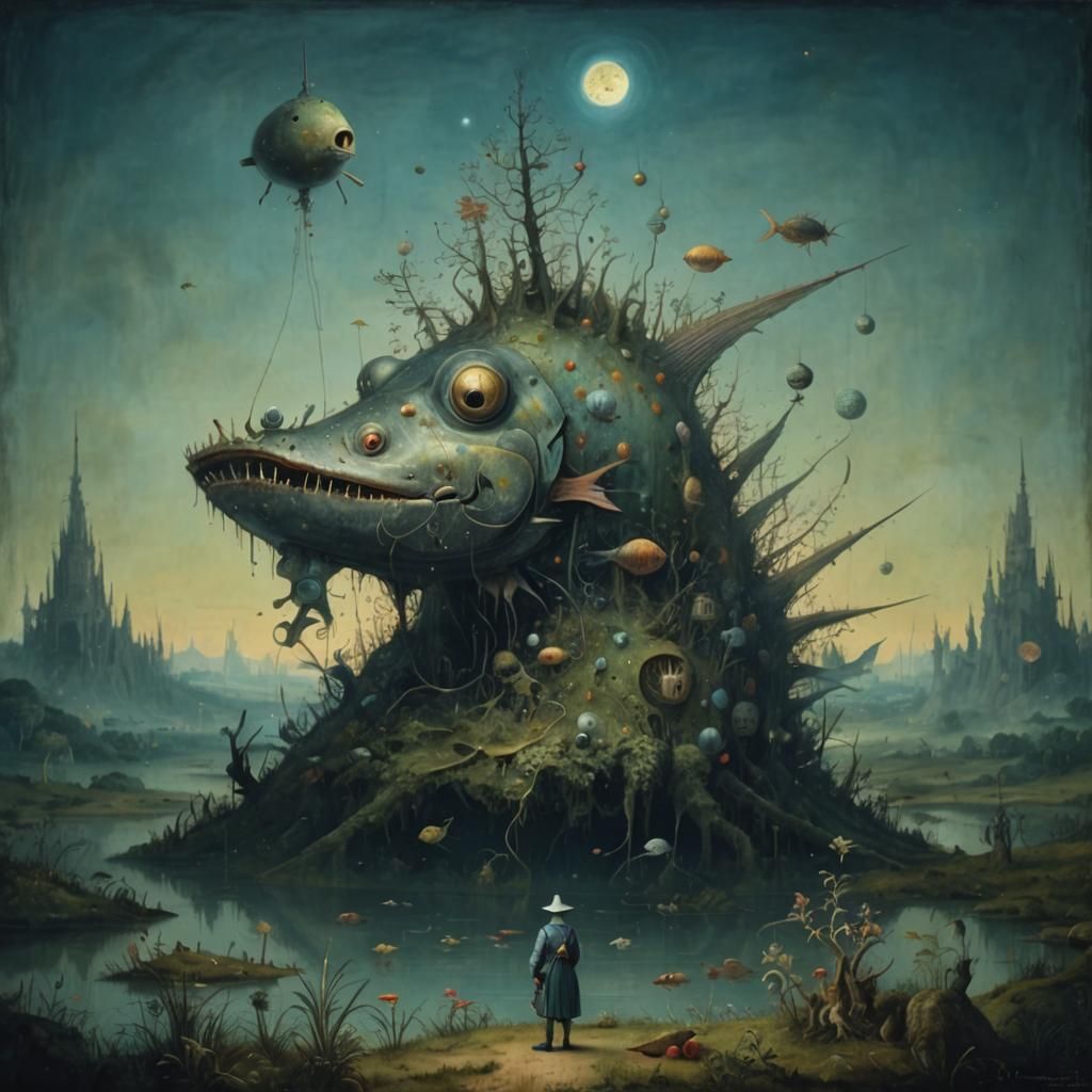 Lanternfish Human Hybrid on Swamp Planet