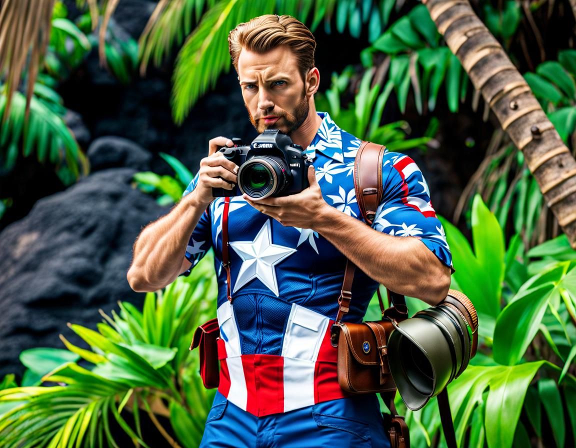 Captain America on Vacation in Hawaii