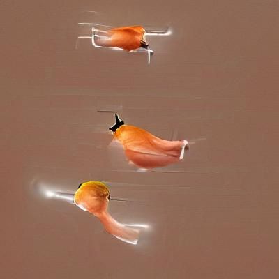 Surreal Orange Squid Soaring in the Sky