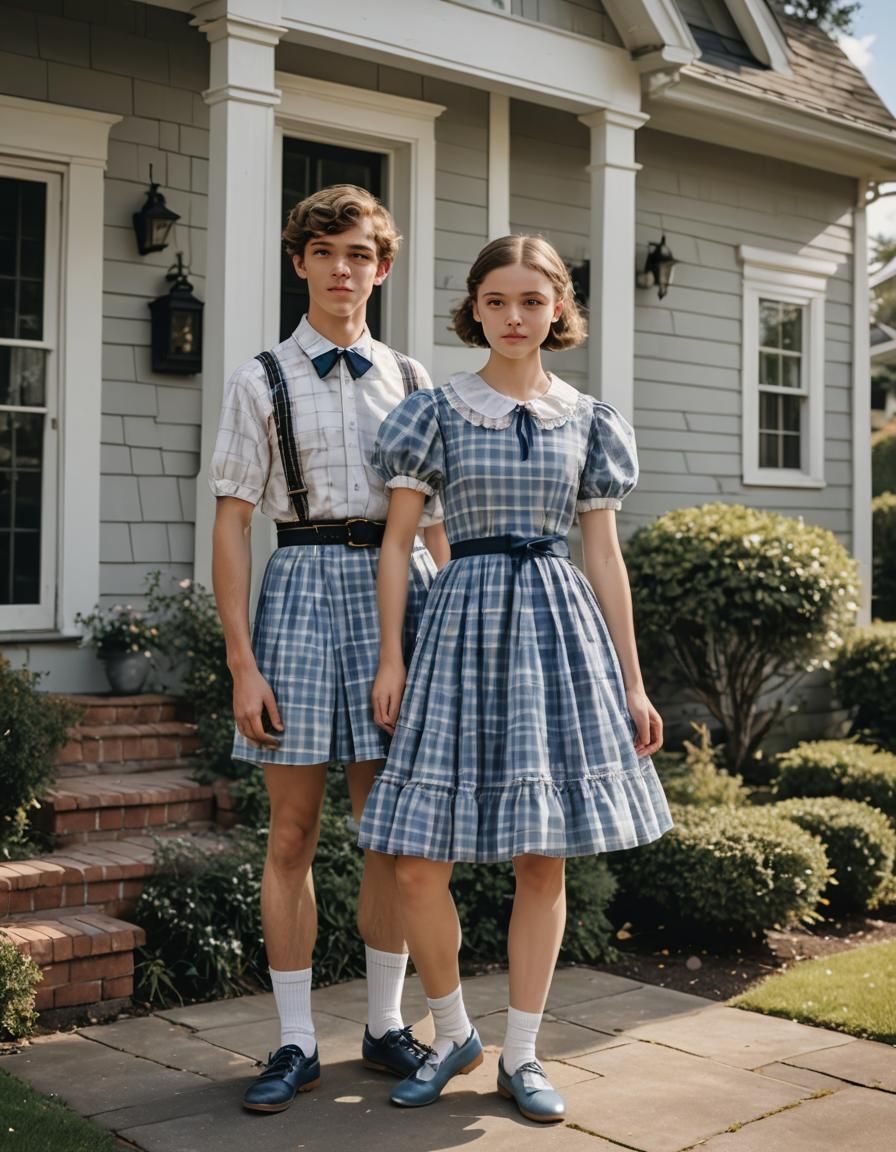 Young Woman and Man in Dress, Professional Portrait