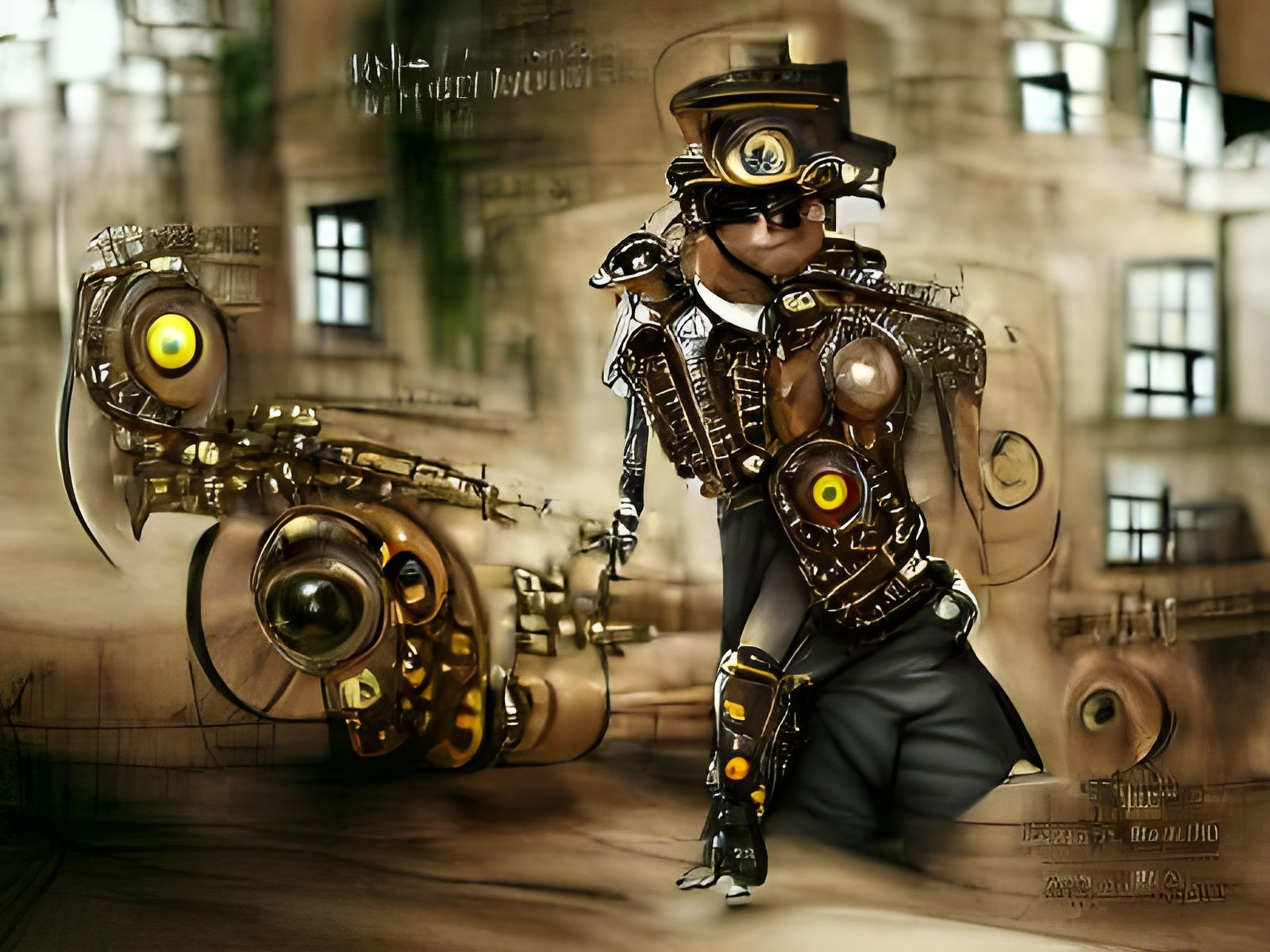 Steampunk Cyborg with Victorian Aesthetics