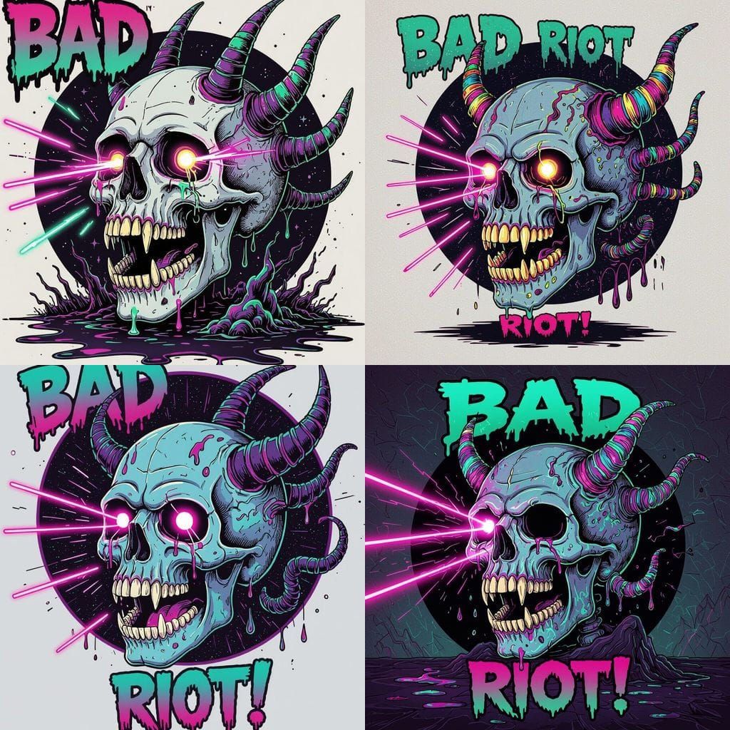 Demonic Skull Melting with Laser Eyes in Psychedelic Horror ...