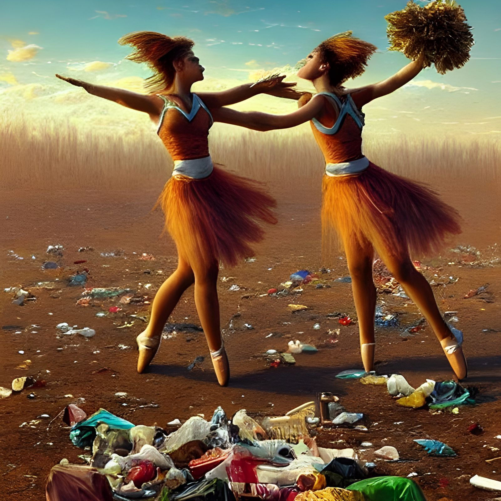 Post-Apocalyptic Cheerleaders Dance in Wasteland