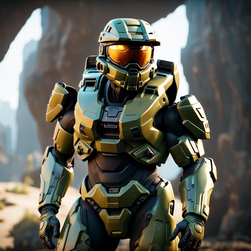 Halo Master Chief in 3D Game Cinematic Style