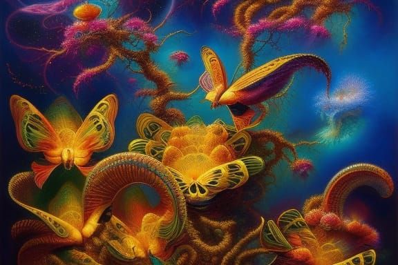 Majestic Frog and Tadpoles in Detailed Digital Art