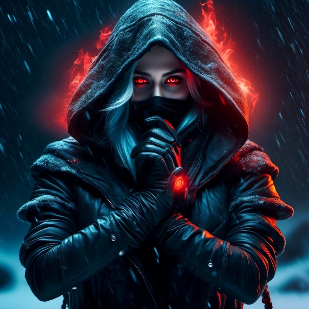 Super-Realistic Barbarian with Glowing Eyes and Ice Magic