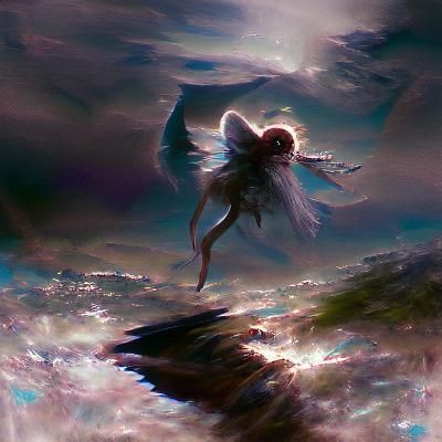 Angel flying through earth