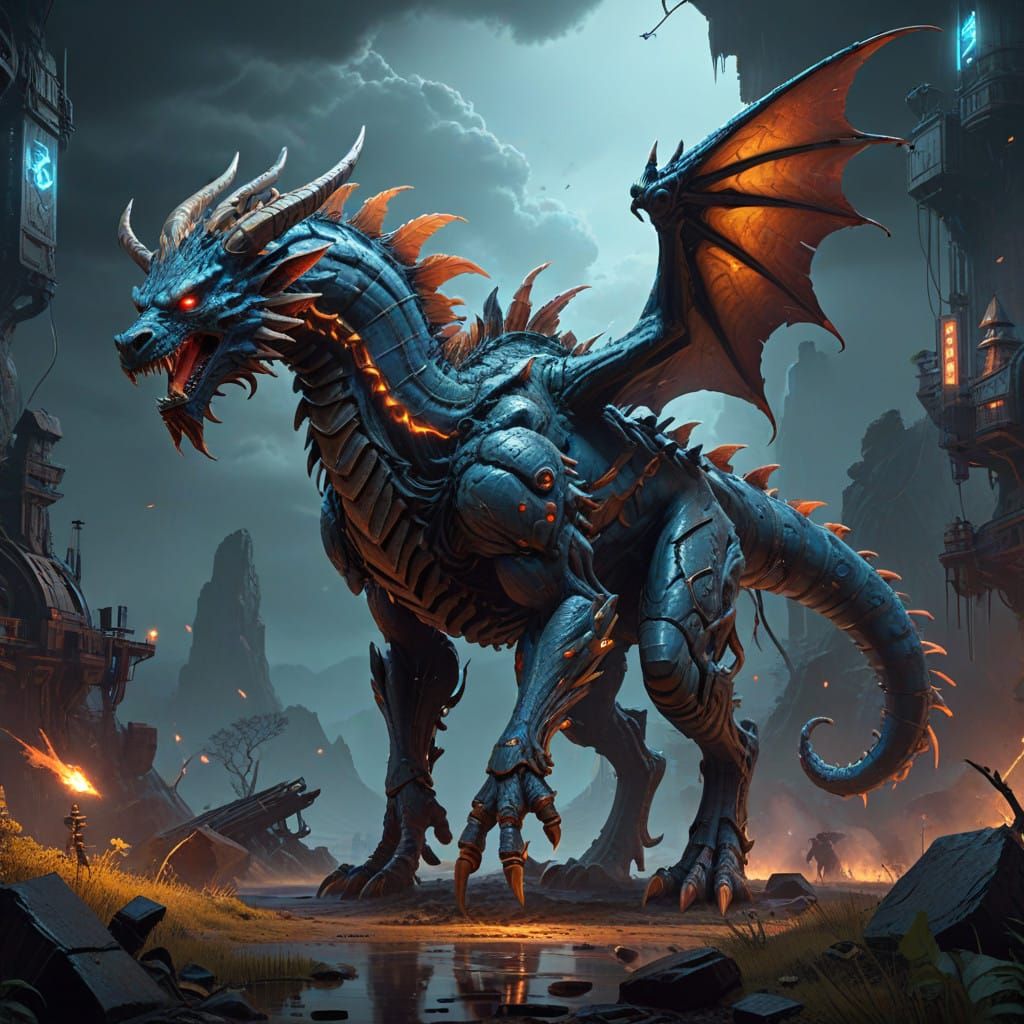 Colossal Malevolent Fantasy Creature in Detailed Matte Paint...