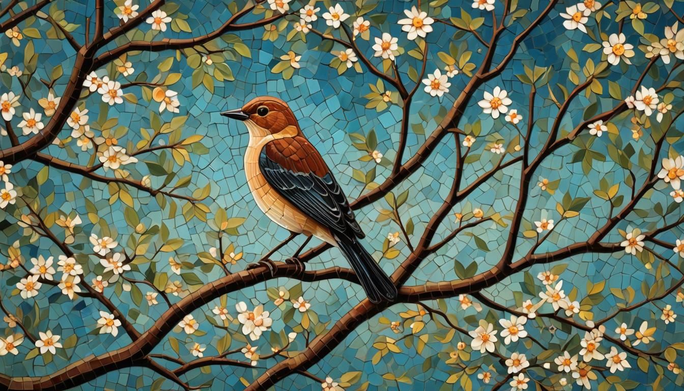 Nightingale Perched on Branch: 3D Disney-Pixar Style