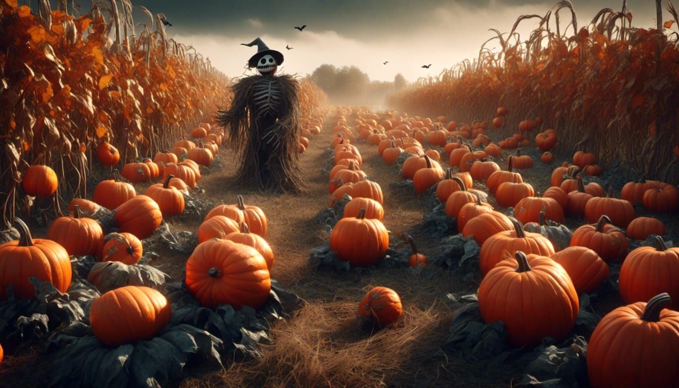 halloween field of pumpkins