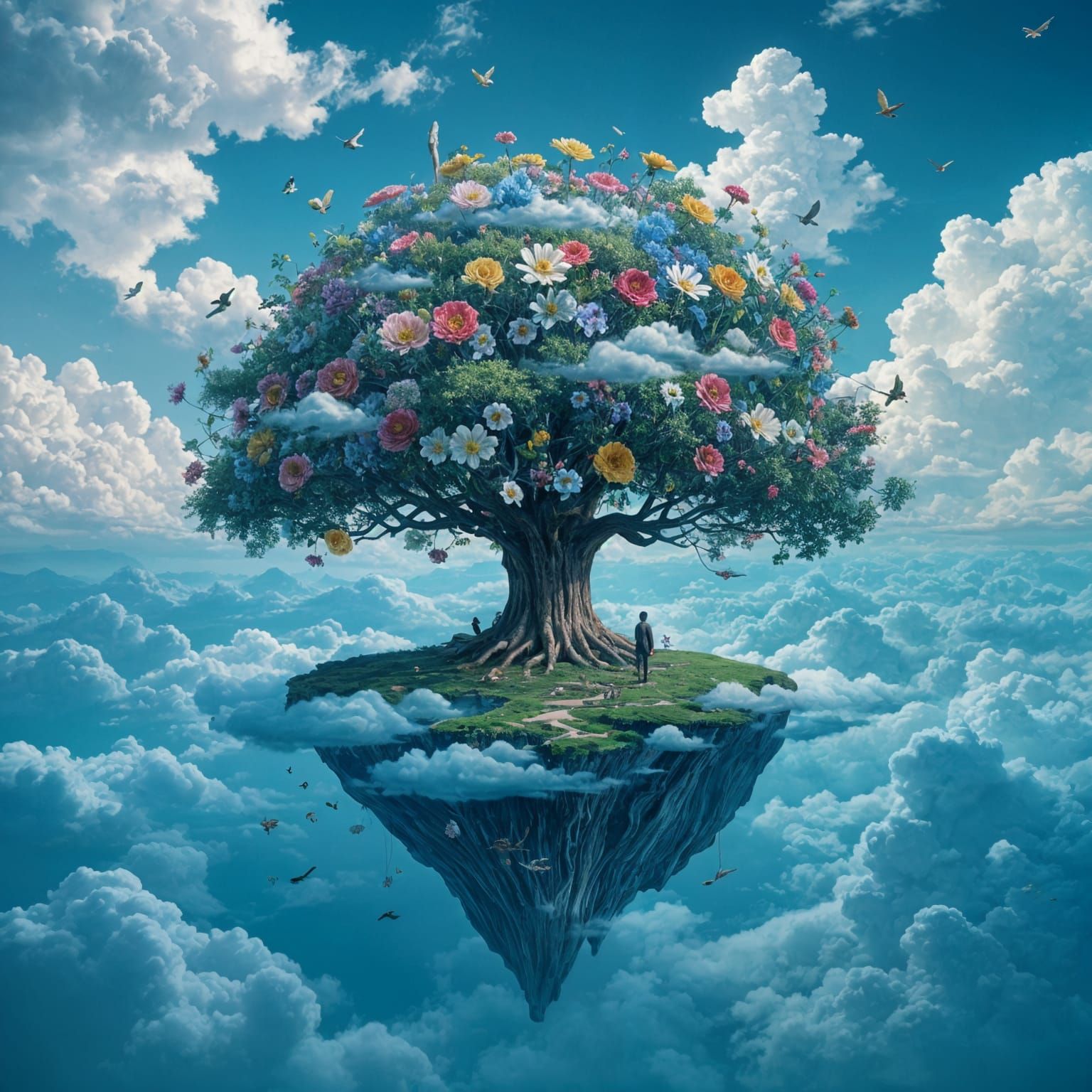 Floating Island Tree: A Surrealist Dreamscape