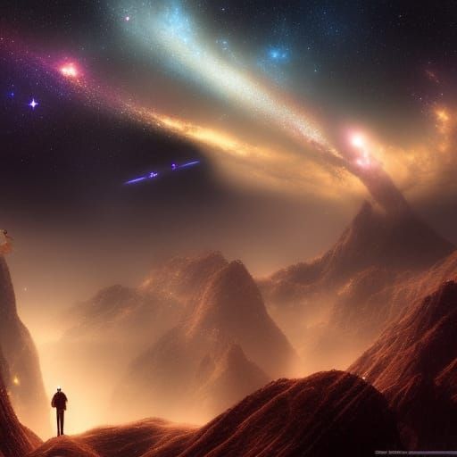 Galactic Night Sky: Epic Digital Matte Painting
