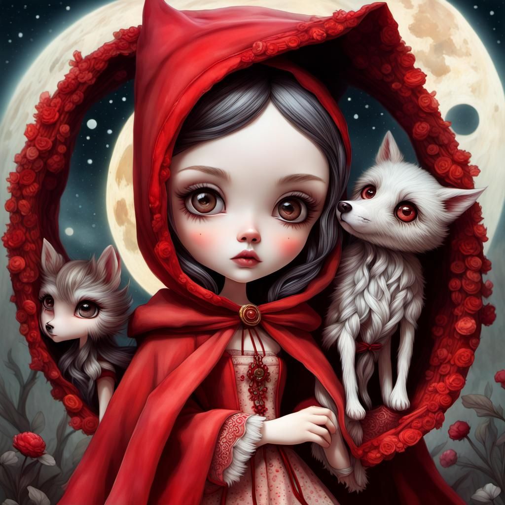 Little Red Riding Hood Chibi Doll with Glass Moon