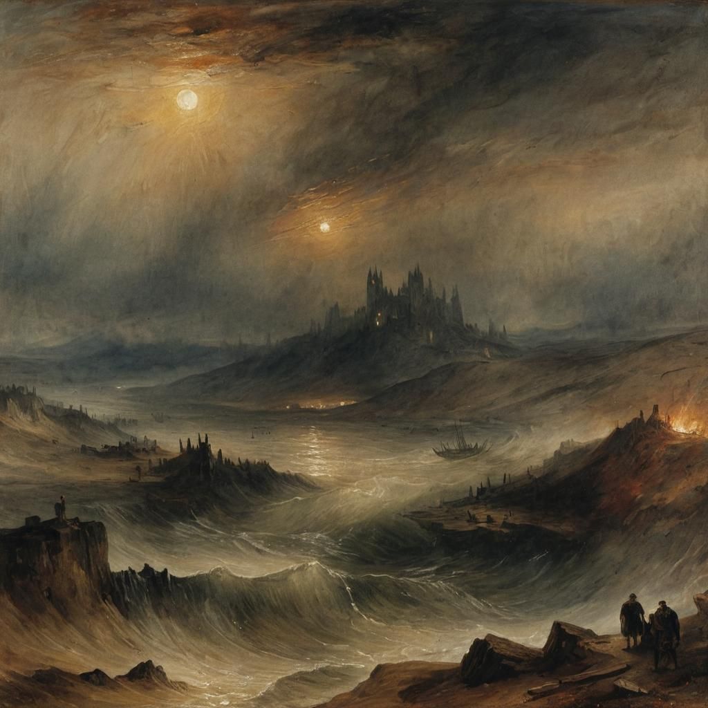 Dramatic Grimdark Seascape in Romanticism Style