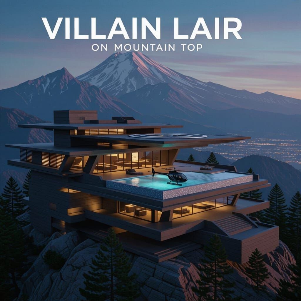 Villain Lair atop Mountain with Infinity Pool