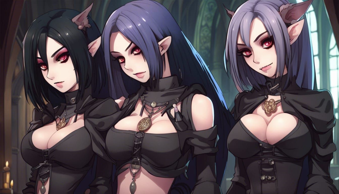 Goth Goblin Lesbians in Anime Manga Style