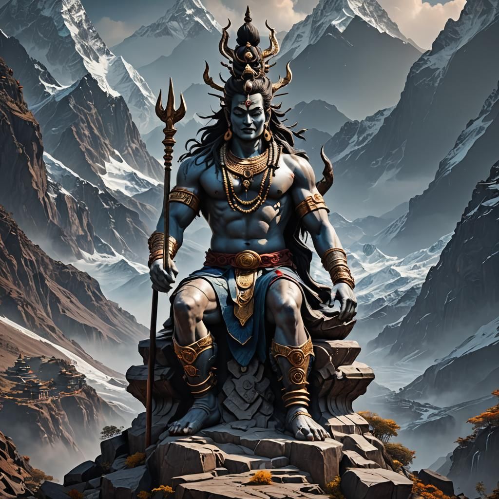 Lord Shiva in Himalayan Meditation: Detailed Matte Painting