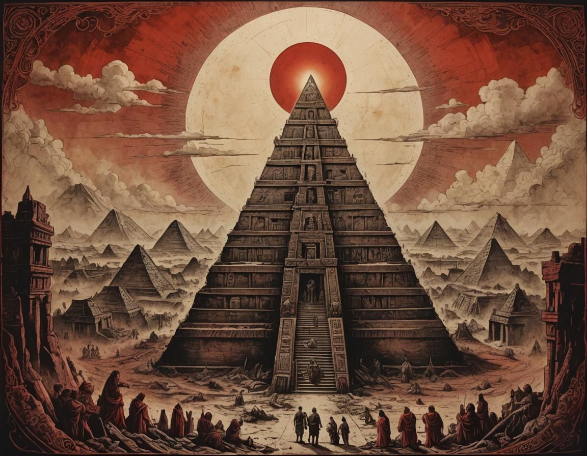 Mayan Pyramid Eclipse Sacrifice in Gritty Concept Art