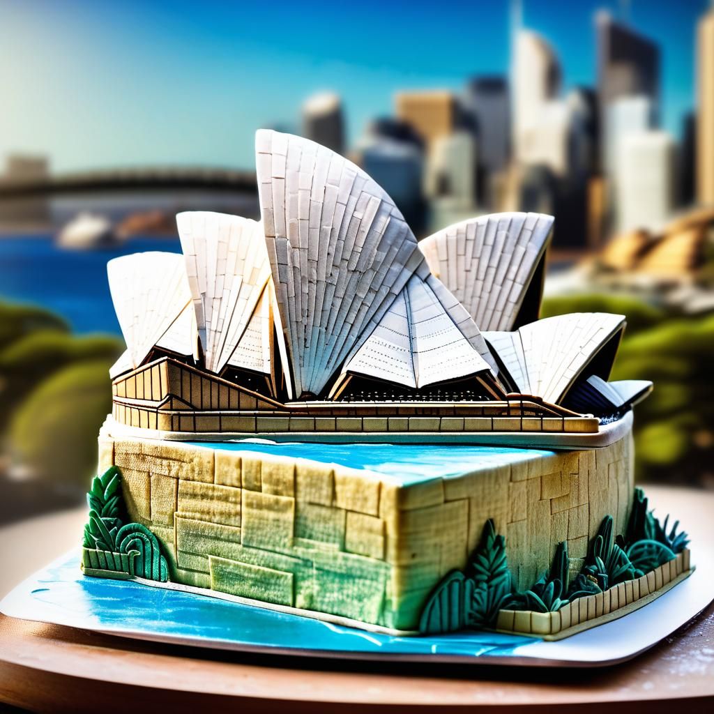 Sydney Opera House Cake Sculpture with Bokeh