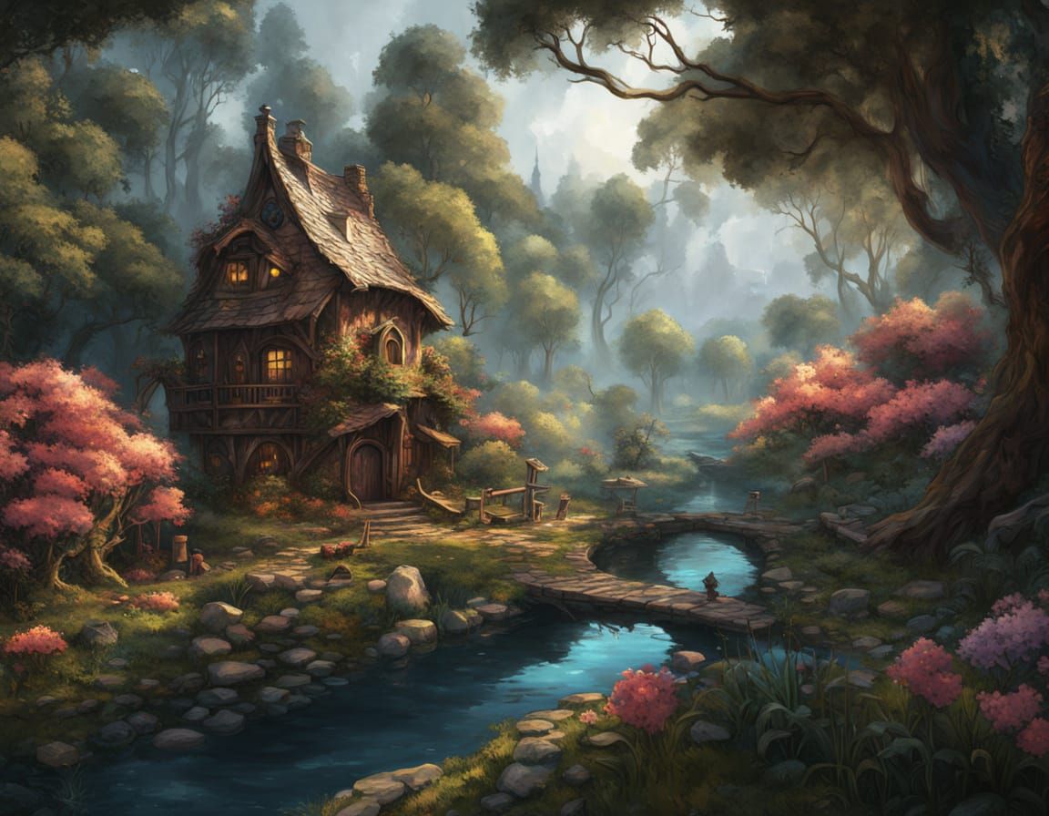 Teacup Garden: A Watercolor Fantasy Artscape